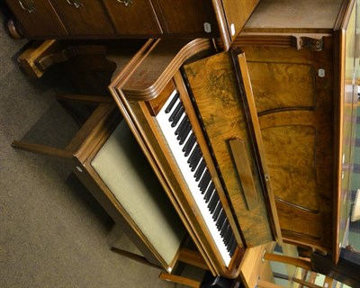 Lot 823 - Gustav Wiesner, Berlin, overstrung upright piano in a well figured walnut case