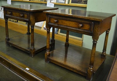 Lot 844 - A pair of Titchmarsh & Goodwin oak single drawer side tables