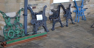 Lot 857 - Ten pairs of Victorian cast iron bench ends