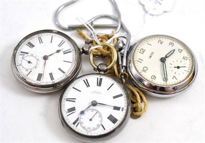 Lot 5 - Two silver pocket watches and a Smith's pocket watch