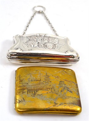 Lot 24 - A silver purse and a Japanese cigarette case stamped Sterling silver