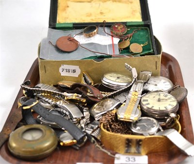 Lot 33 - A quantity of wristwatches and pocket watch, watch chains, etc