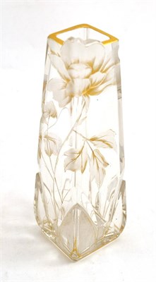Lot 50 - Art Nouveau French clear and frosted glass vase with gilt highlights, signed F40