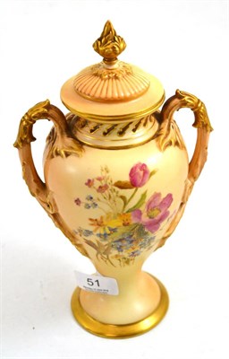 Lot 51 - Royal Worcester vase and cover (a.f.)