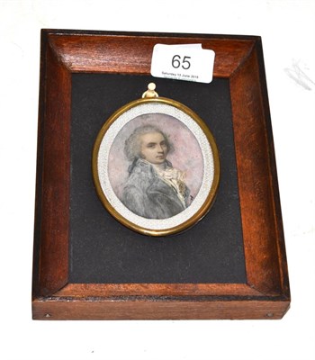 Lot 65 - Framed oval miniature of a gentleman in 18th century dress