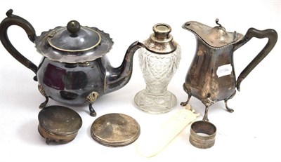 Lot 71 - Silver water jug, silver paperweight, plated ware, etc