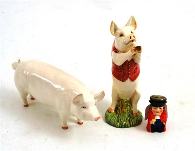 Lot 89 - Beswick pig ";Matthew";, another and miniature Worcester pepperette