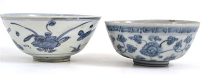 Lot 91 - Two provincial blue and white Chinese bowls