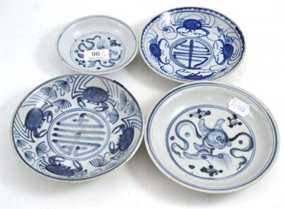 Lot 96 - Four Chinese blue and white dishes