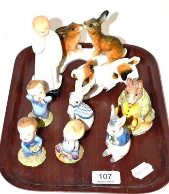 Lot 107 - Three Wade figures 'Wynken', 'Blynken' and 'Nod', Royal Doulton figure 'Darling' HN1985,...