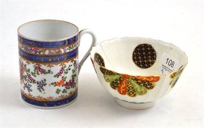 Lot 108 - 18th century Worcester bowl (a.f.) and 19th century Sampson mug (2)