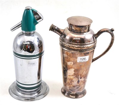 Lot 126 - A Soda bottle and a silver plated cocktail shaker