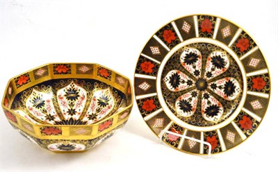 Lot 130 - A Royal Crown Derby octagonal bowl and plate (2)