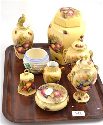 Lot 131 - An Aynsley ginger jar, a pair of vases, another, a bell, a small vase, a powder jar and a...