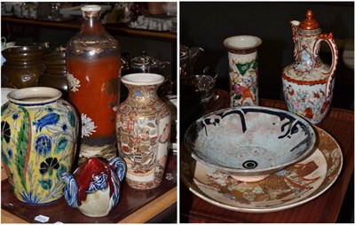 Lot 138 - A collection of Japanese, Chinese and Islamic porcelain and earthenware vases, bowls, ewers, etc