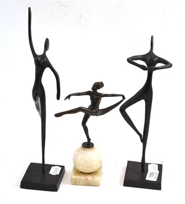 Lot 159 - A pair of bronze figures in the manner of Hagenauer and an Art Deco bronze after Lorenzl