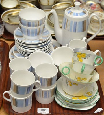 Lot 162 - Shelley blue striped coffee and tea service and other tea wares