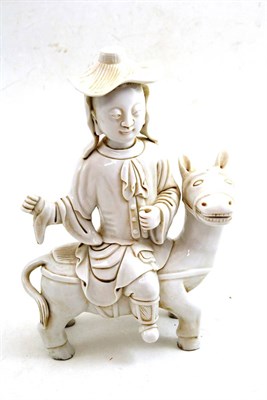 Lot 174 - Chinese white glazed figure of a European on horse