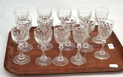 Lot 176 - Fourteen slice-cut stem glasses