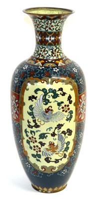 Lot 221 - A Japanese Cloisonné Baluster Vase, Meiji period, with flared trumpet neck, decorated with...