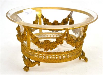 Lot 191 - Continental circular glass dish in ormolu frame