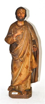 Lot 203 - A polychrome carved wooden figure of Christ