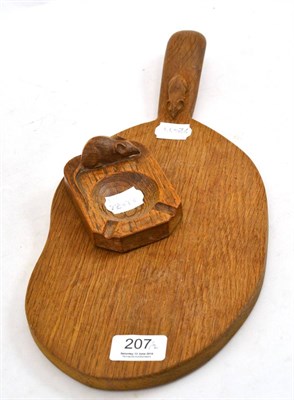 Lot 207 - Mouseman oak cheese board and ashtray