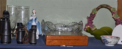 Lot 275 - Cased set of fish eaters, glass celery vase, Doulton figure, large fruit bowl, various...