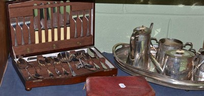 Lot 277 - Plated four piece tea set and tray together with a collection of assorted silver plated...