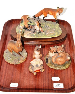 Lot 281 - Five Border Fine Arts Models including a hare by Ray Ayres