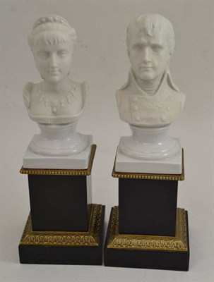 Lot 299 - Pair of Parian busts of Napoleon and Josephine on black plinth bases