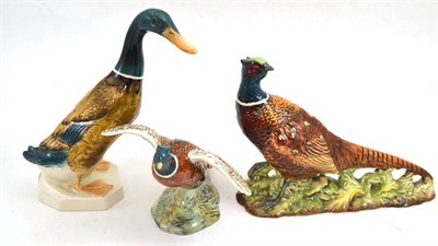 Lot 307 - A Beswick pheasant 1225, a duck 902 and another pheasant 850