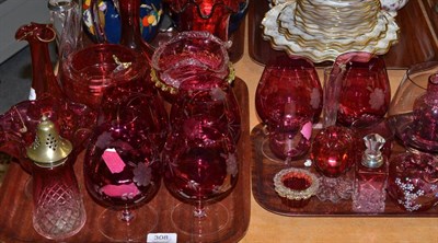 Lot 308 - A collection of assorted 19th and 20th century cranberry glass