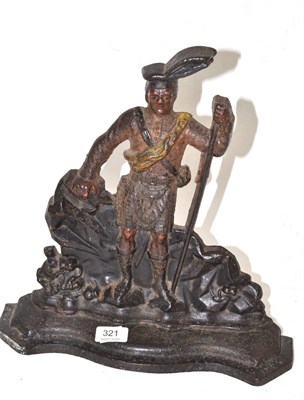 Lot 321 - A Victorian cast iron door stop modelled as Bonny Prince Charlie