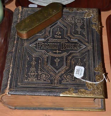 Lot 330 - Brass mounted Holy Bible and 18th century Dutch tobacco box and cover