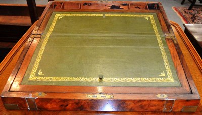 Lot 359 - Victorian walnut brass bound writing slope