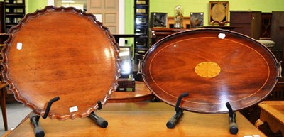 Lot 360 - An Edwardian mahogany tray and a piecrust tray