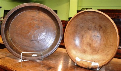 Lot 363 - A sycamore dairy bowl and another treen bowl