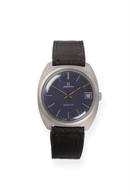 Lot 247 - A Stainless Steel Automatic Calendar Centre Seconds Wristwatch, signed Zenith, circa 1975,...