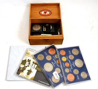 Lot 400 - Assortment of coins in cigar box and loose