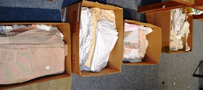 Lot 1015 - Assorted embroidered and other textiles (in eight boxes)