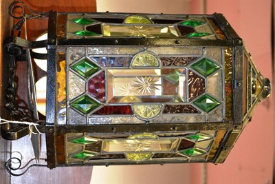 Lot 1030 - Coloured leaded glass lantern