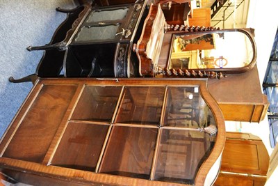 Lot 1054 - A 19th century mahogany toilet mirror, a dome top display cabinet and a sideboard (3)