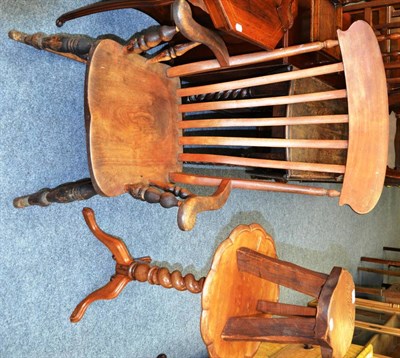 Lot 1057 - A 19th century armchair on rocker base, a small stool and an occasional table (3)