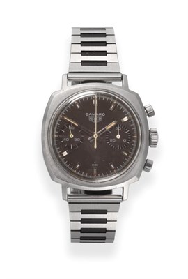 Lot 255 - A Stainless Steel Chronograph Wristwatch, signed Heuer, model: Camaro, circa 1968, (calibre...