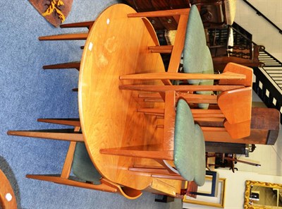 Lot 1071 - Two oak side tables, teak dining room suite, a sideboard, a spinning chair, etc