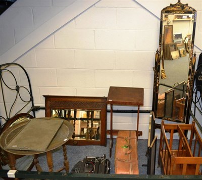 Lot 1087 - Modern Canterbury, typewriter, suitcase, cheval mirror and two mirrors