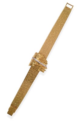 Lot 261 - A Lady's 18ct Gold Diamond Set Wristwatch, signed Piaget, circa 1970, lever movement, gold coloured