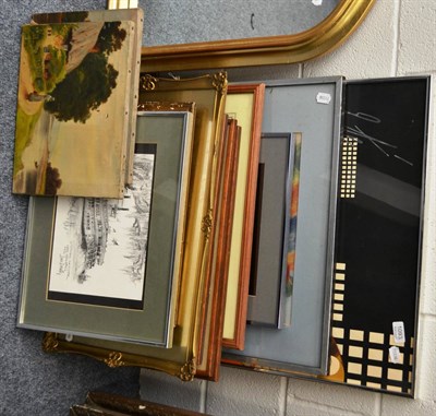 Lot 1093 - A quantity of prints and pictures, silver mounted brush, etc