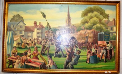 Lot 1115 - Geoffrey Beck (20th century) A village fete, signed and dated (19)'70, oil on board